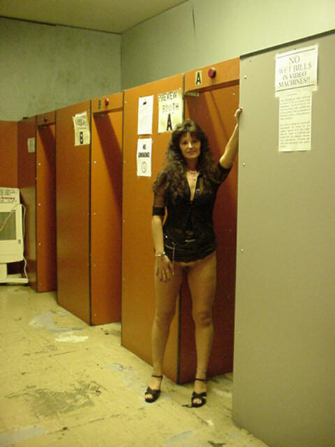 Slut fucked adult bookstore video booth