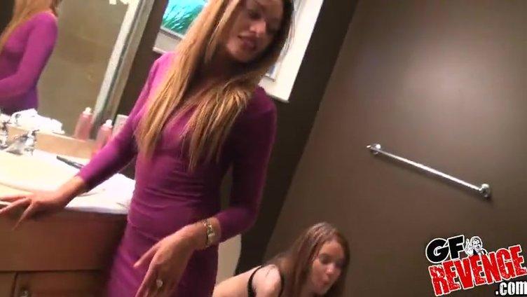 Female twins masturbate penis and anal